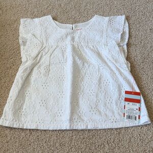 Cat & Jack White Eyelet Flutter Sleeve Blouse for Kids